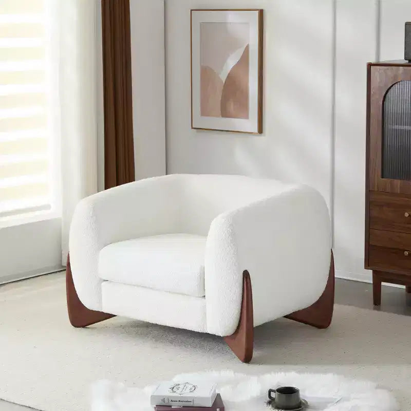 Poltrona Club Rivestita in Bouclé – Beige
