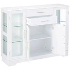 Mobile Buffet Contenitore da Cucina a 4 Ante con Ante in Vetro, Bianco