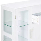 Mobile Buffet Contenitore da Cucina a 4 Ante con Ante in Vetro, Bianco
