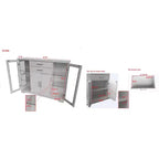 Mobile Buffet Contenitore da Cucina a 4 Ante con Ante in Vetro, Bianco