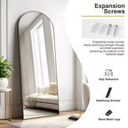 Specchio da terra grande ad arco 71x31 con cornice in laminato di legno, nero