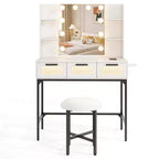 Toeletta Trucco con Specchio Hollywood e Luci LED
