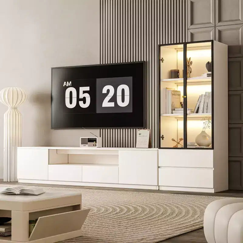 Mobile TV da Soggiorno Moderno Bianco per Televisori fino a 85 Pollici