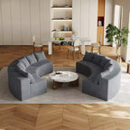 Divano Sezionale Curvo in Velluto a Coste con Cuscini – Design Modulare Semicircolare a 6 Moduli