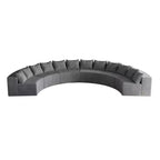 Divano Sezionale Curvo in Velluto a Coste con Cuscini – Design Modulare Semicircolare a 6 Moduli