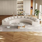 Divano Sezionale Curvo in Velluto a Coste con Cuscini – Design Modulare Semicircolare a 6 Moduli