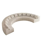 Divano Sezionale Curvo in Velluto a Coste con Cuscini – Design Modulare Semicircolare a 6 Moduli