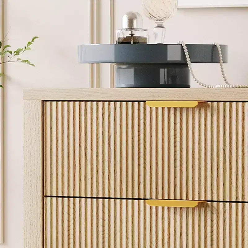 Cassettiera a 5 cassetti scanalata, comò sottile alto 114 cm per piccoli spazi, stile moderno rustico per camera da letto, cameretta, appartamento