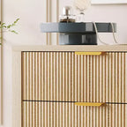 Cassettiera a 5 cassetti scanalata, comò sottile alto 114 cm per piccoli spazi, stile moderno rustico per camera da letto, cameretta, appartamento