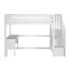 Letto a soppalco alto singolo con scrivania e scala