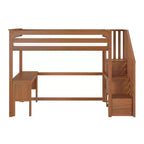 Letto a soppalco alto singolo con scrivania e scala