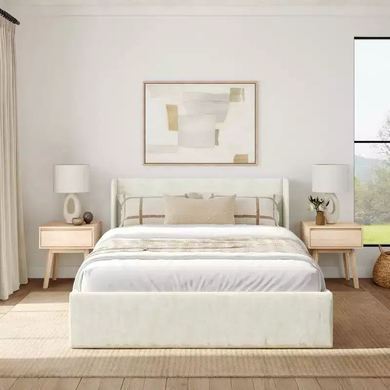 Struttura letto imbottita queen-size con piattaforma
