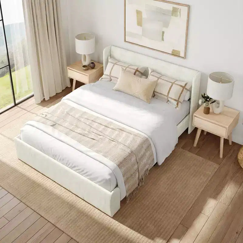 Struttura letto imbottita queen-size con piattaforma