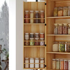 Dispensa da cucina con ante magnetiche effetto legno, ripiani regolabili e cassetti