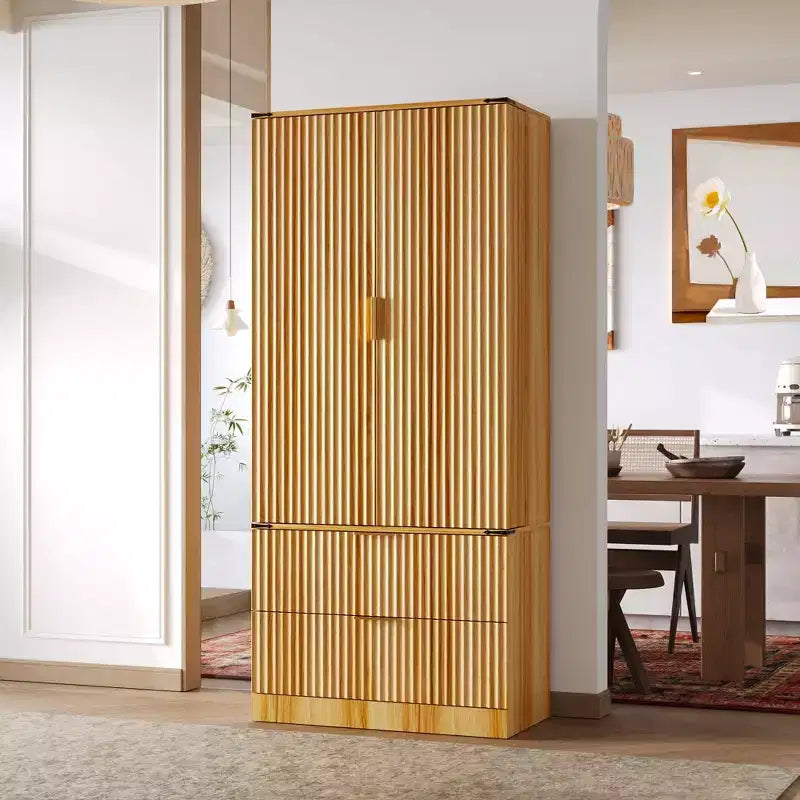 Dispensa da cucina con ante magnetiche effetto legno, ripiani regolabili e cassetti
