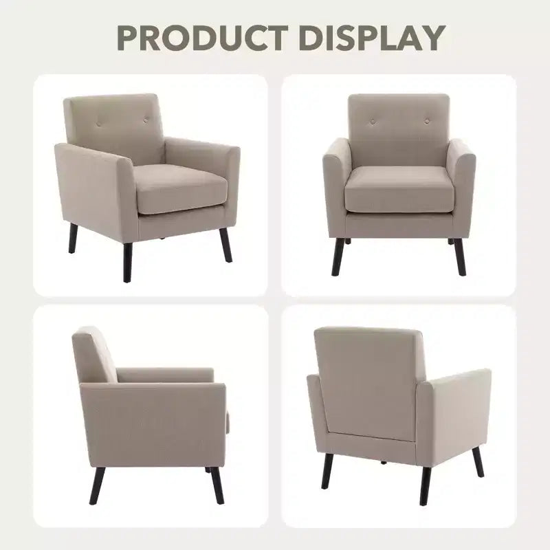 Poltrona accent imbottita in lino con schienale ad ala