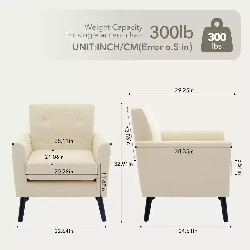 Poltrona accent imbottita in lino con schienale ad ala