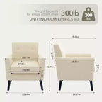 Poltrona accent imbottita in lino con schienale ad ala
