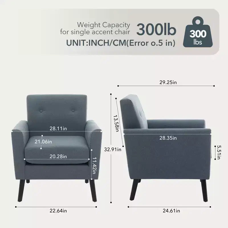 Poltrona accent imbottita in lino con schienale ad ala