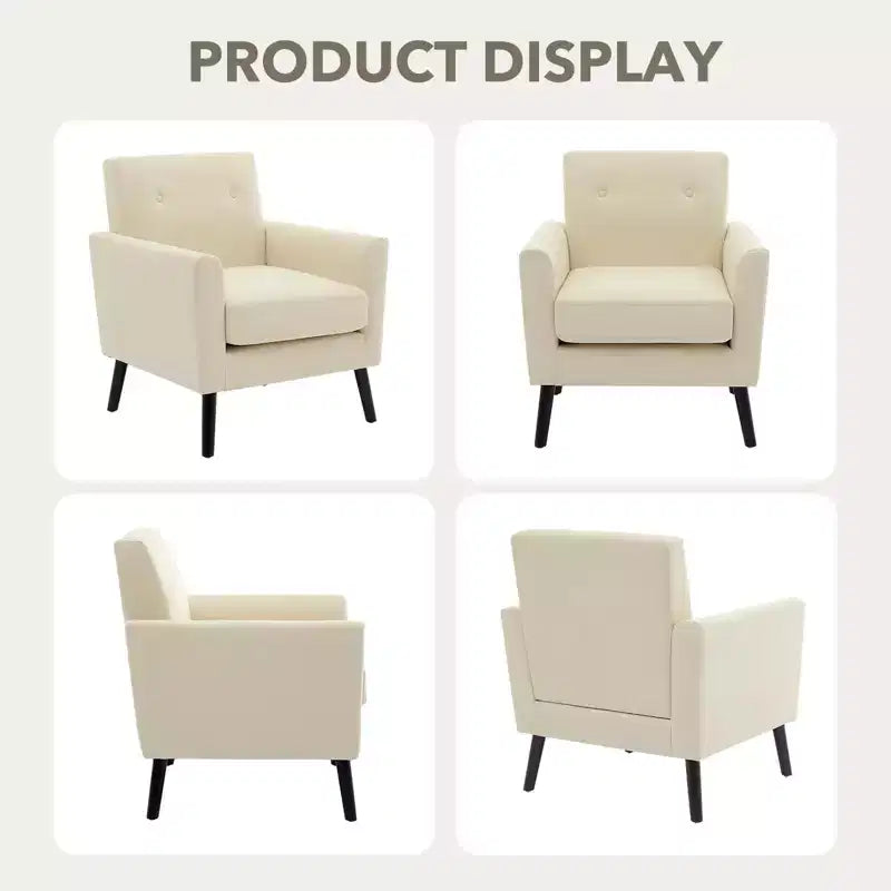 Poltrona accent imbottita in lino con schienale ad ala