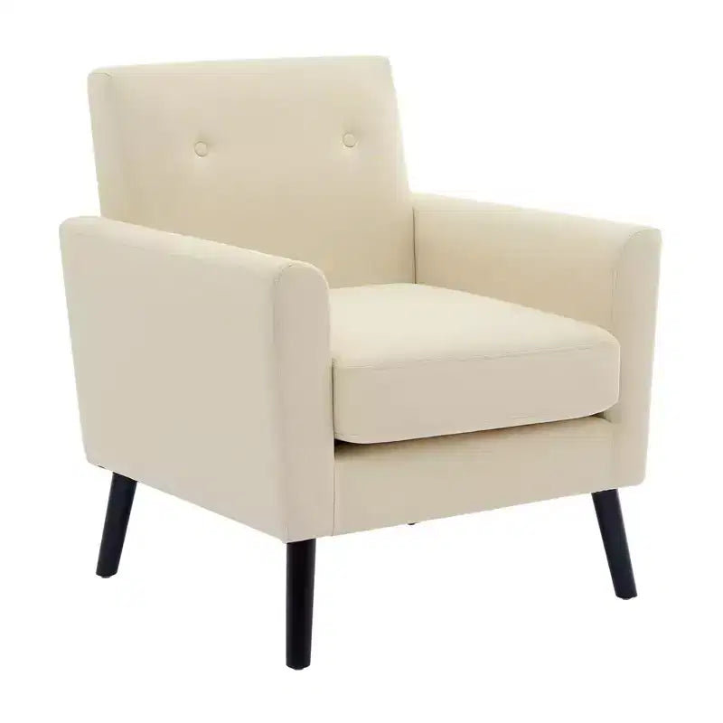 Poltrona accent imbottita in lino con schienale ad ala