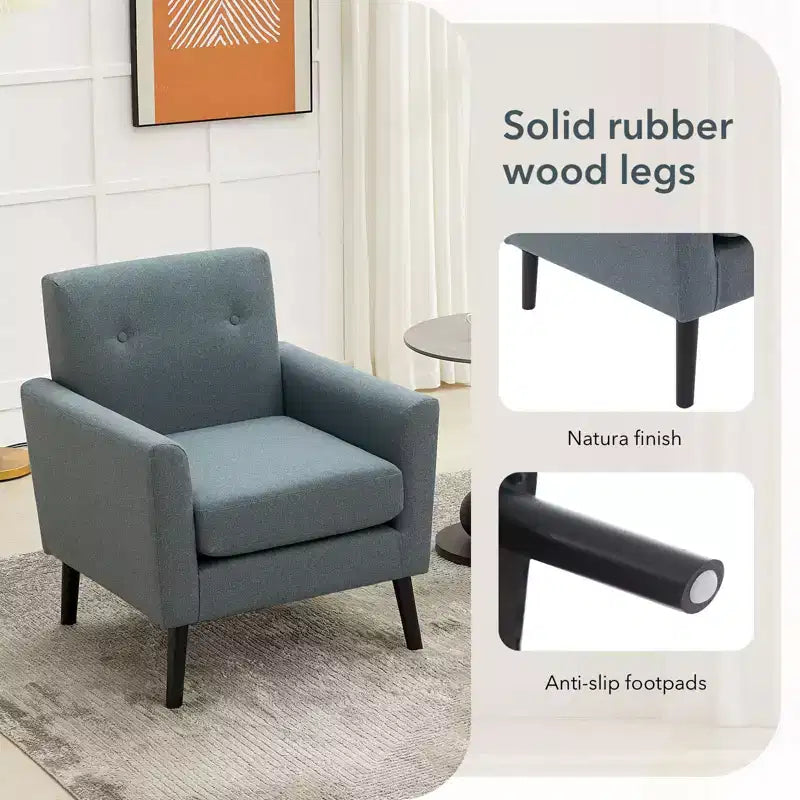 Poltrona accent imbottita in lino con schienale ad ala