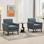 Poltrona accent imbottita in lino con schienale ad ala
