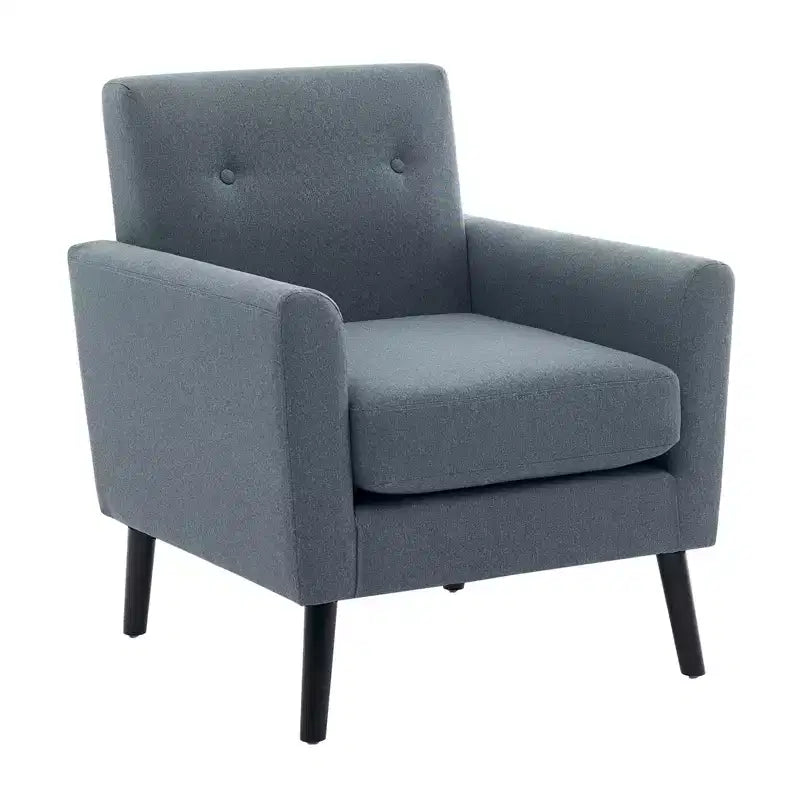 Poltrona accent imbottita in lino con schienale ad ala