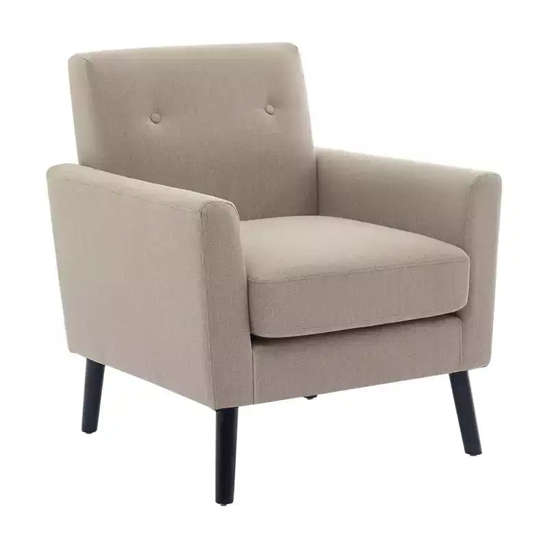 Poltrona accent imbottita in lino con schienale ad ala
