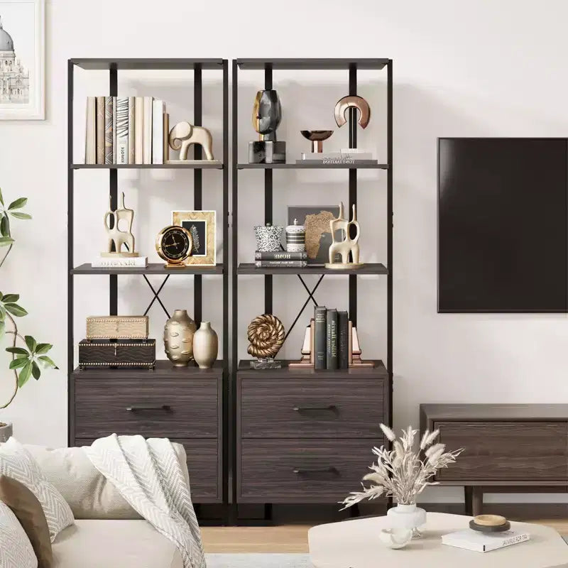 Libreria a 3 ripiani con 2 cassetti