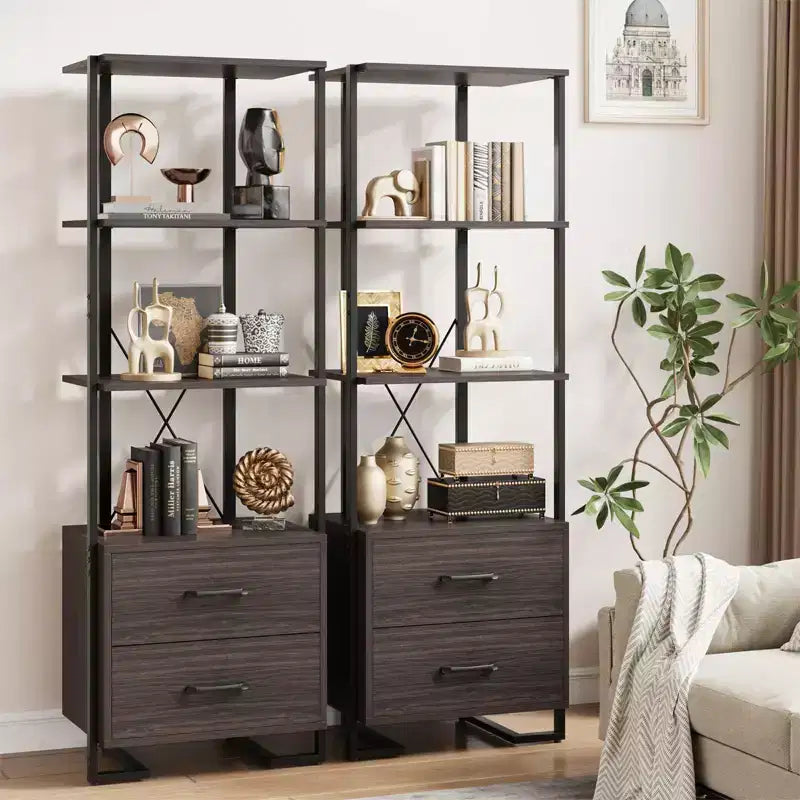 Libreria a 3 ripiani con 2 cassetti