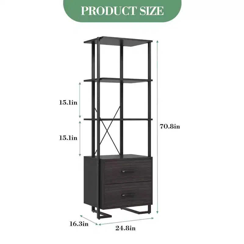 Libreria a 3 ripiani con 2 cassetti