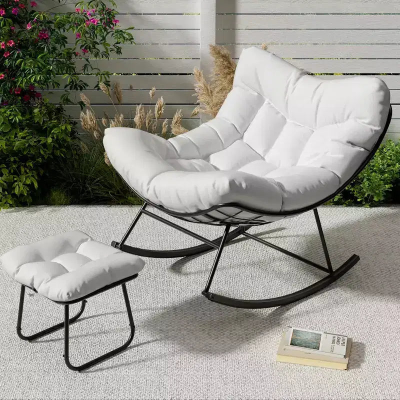 Set Papasan per esterni con dondolo e poggiapiedi