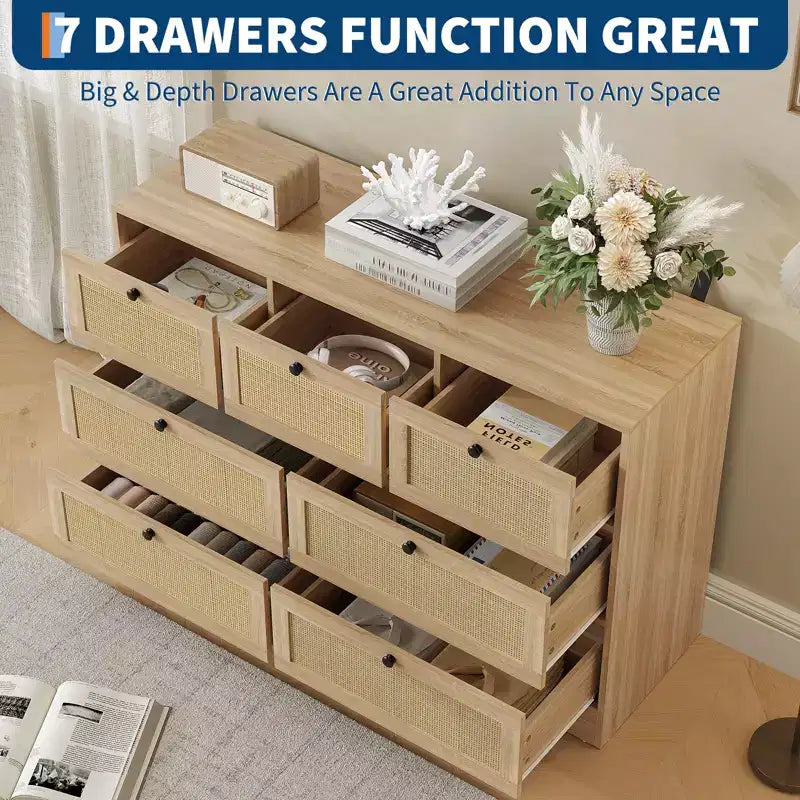 Cassettiera a 7 cassetti in legno MDF