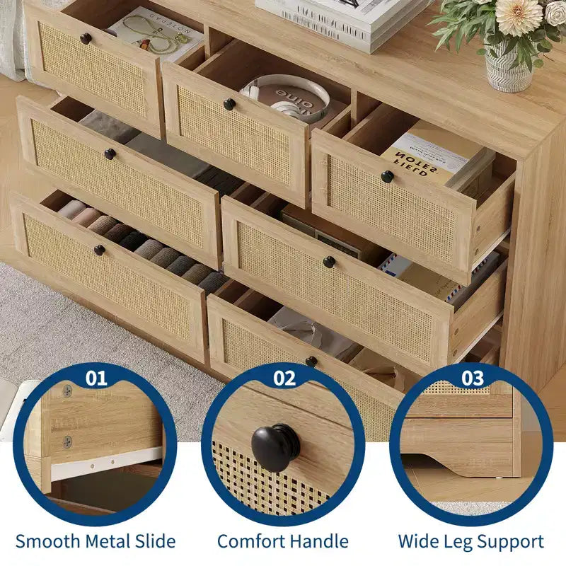 Cassettiera a 7 cassetti in legno MDF