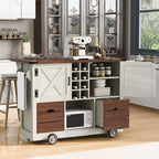 Isola da cucina con anta a ribalta e presa di corrente, armadio contenitore con 2 ante, 2 cassetti e organizer da piano di lavoro