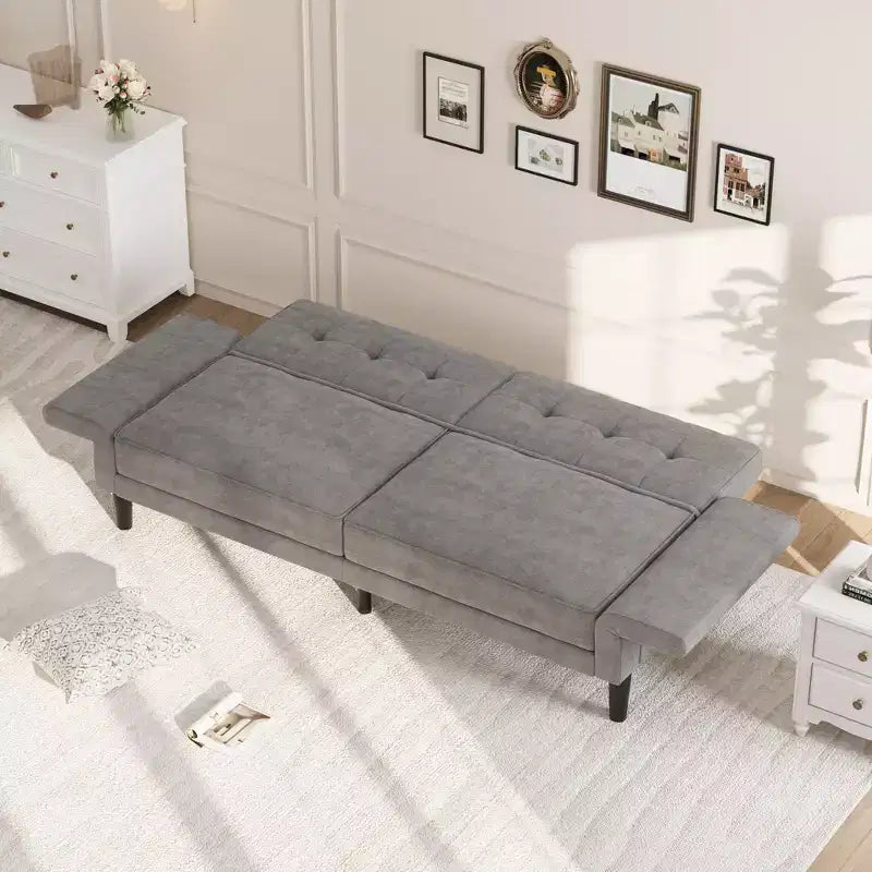 Divano letto futon a 3 posti con schienale e braccioli regolabili