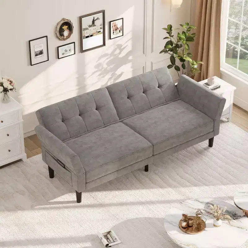 Divano letto futon a 3 posti con schienale e braccioli regolabili