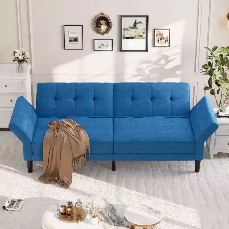 Divano letto futon a 3 posti con schienale e braccioli regolabili