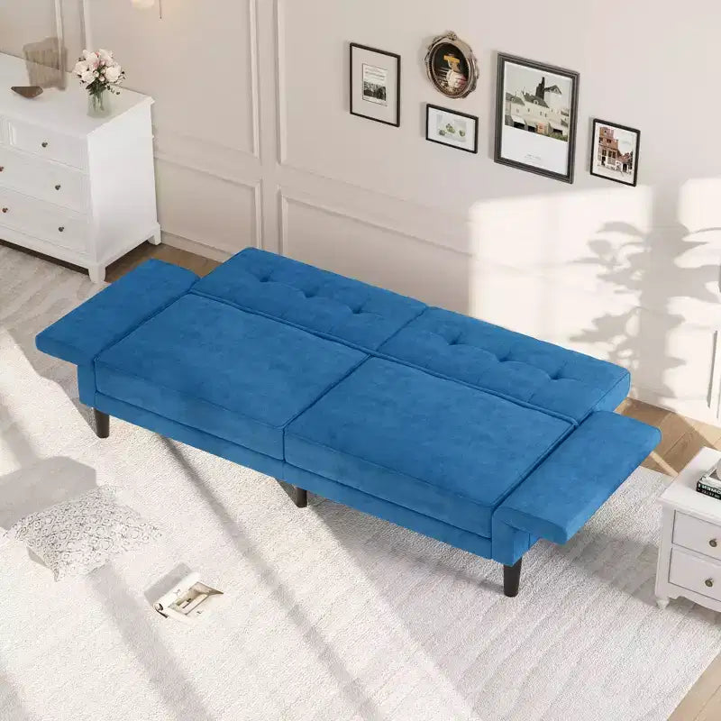 Divano letto futon a 3 posti con schienale e braccioli regolabili
