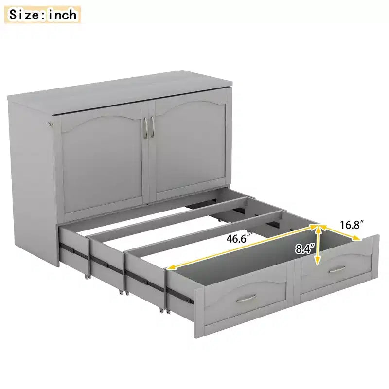 Letto a scomparsa con cassetti portaoggetti, prese e porte USB – Matrimoniale alla francese/Matrimoniale