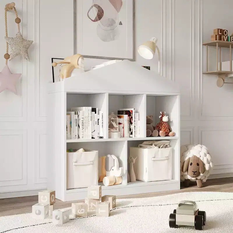 Libreria con 5 scomparti e organizer portagiochi per bambini