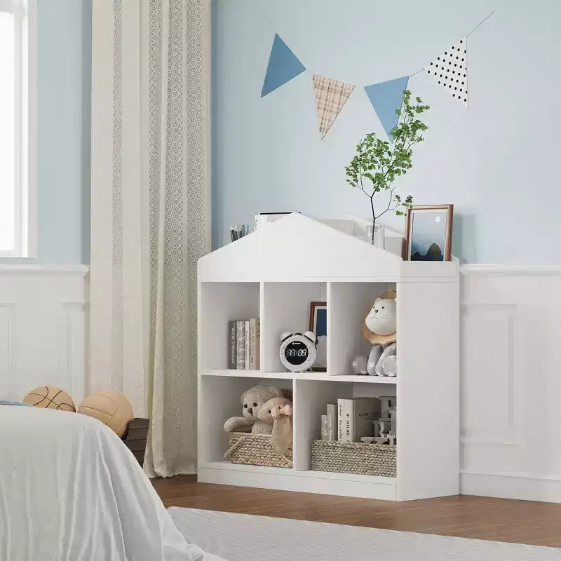 Libreria con 5 scomparti e organizer portagiochi per bambini