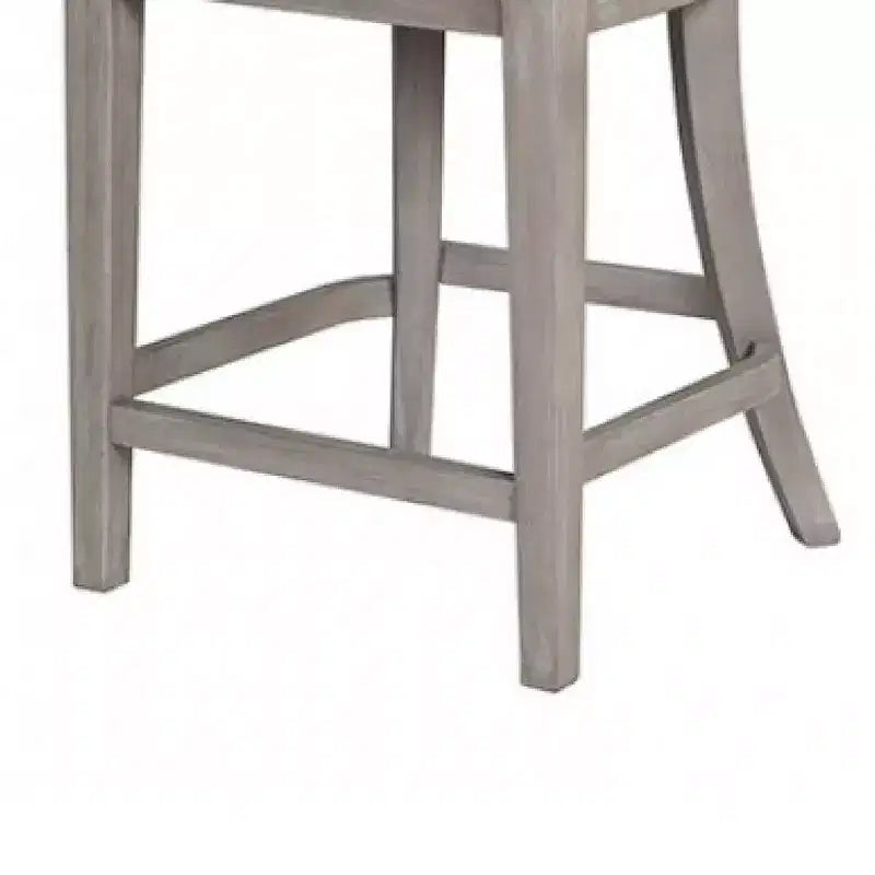 Set di 2 sedie altezza bancone, schienale curvo intagliato, Quercia Bianco Lavato
