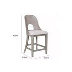 Set di 2 sedie altezza bancone, schienale curvo intagliato, Quercia Bianco Lavato