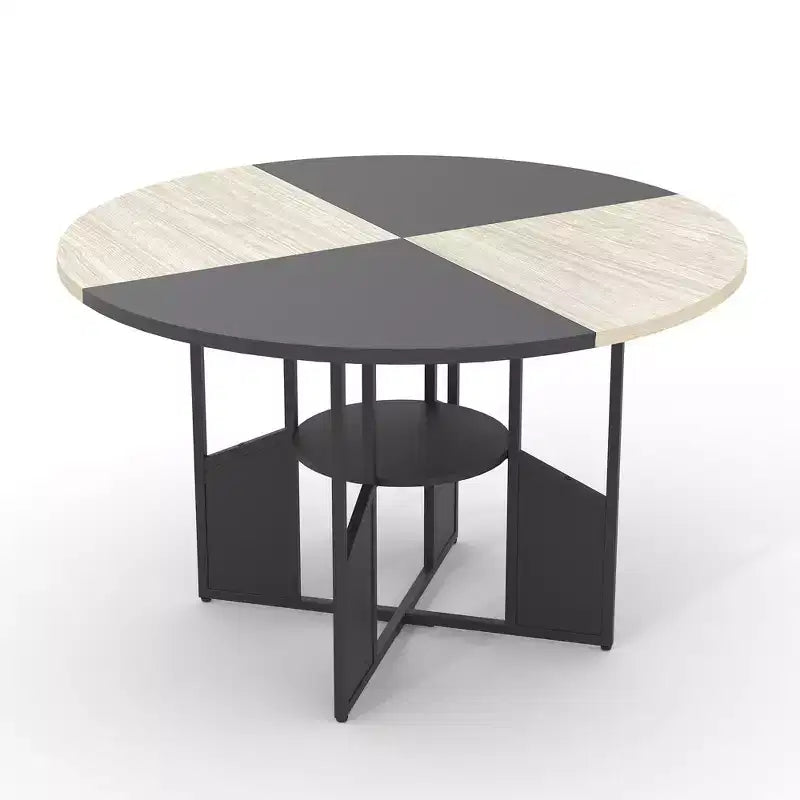 Tavolo da pranzo rotondo da 59" con ripiano e base a croce