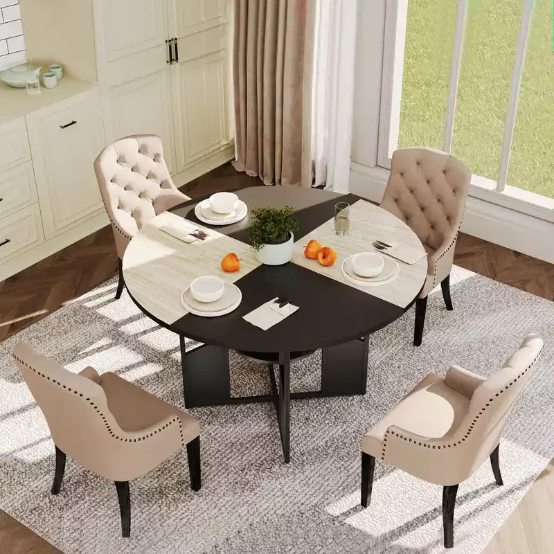 Tavolo da pranzo rotondo da 59" con ripiano e base a croce