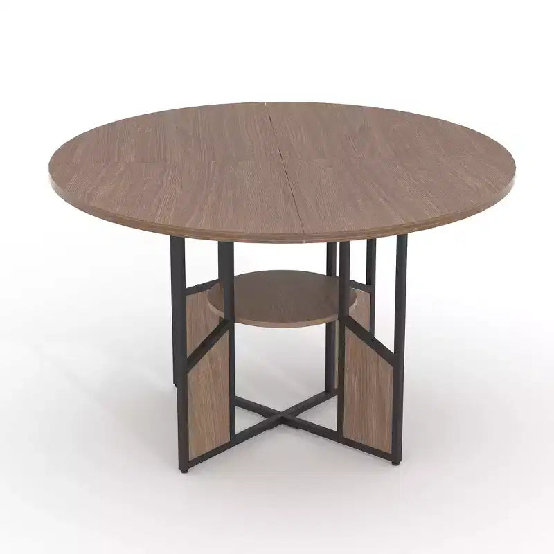Tavolo da pranzo rotondo da 59" con ripiano e base a croce