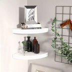 Corner Shelf Set of 2 White Honeycomb MDF, metal Standard