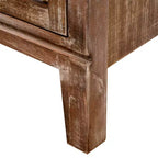 Tavolino rettangolare con pannello della porta floreale in rilievo, 42 x 35,5 x 79 cm, armadietto contenitore a un'anta, finitura naturale e crema